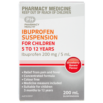 PHARMACY HEALTH Ibuprofen Suspension 5-12 Years 200mL