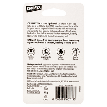 Carmex Peach Mango Lip Balm Tube 10g