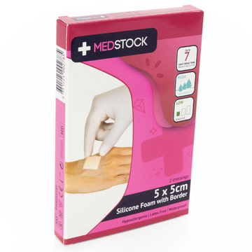 Medstock Silicone Foam With Border 5cm x 5cm 2 Pack