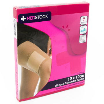 Medstock Silicone Foam With Border 10cm x 10cm 2 Pack