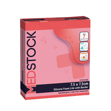 Medstock Silicone Lite With Border 7.5cm x 7.5cm 10 Pack