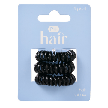 PHARMACY HEALTH Hair Spirals Black 3 Pack