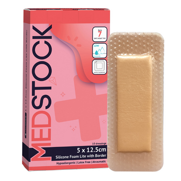 Medstock Silicone Foam Lite With Border 5cm x 12.5cm