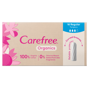 Carefree Organics Regular Tampons 16 Pack