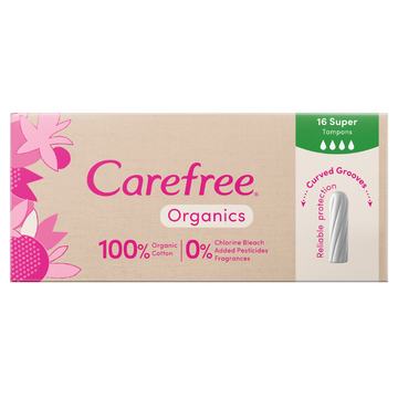 Carefree Organics Super Tampons 16 Pack