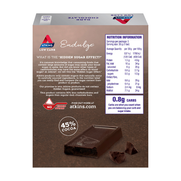 Atkins Endulge Dark Chocolate Bar 30g 5 Pack