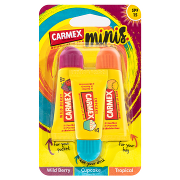Carmex Mini Fun Lip Balm Tubes SPF15 15g 3 Pack
