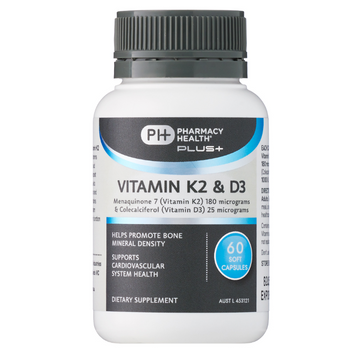 Pharmacy Health PLUS Vitamin K2 & D3 60 Capsules