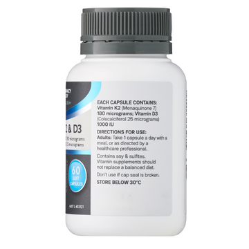 Pharmacy Health PLUS Vitamin K2 & D3 60 Capsules