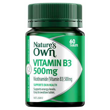 Nature's Own Vitamin B3 500mg with Vitamin B for Energy + Skin Health 60 Tablets