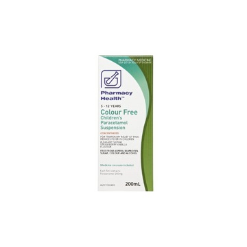 PHARMACY HEALTH Paracetamol Suspension Colour Free Children 5 - 12 Years 200mL