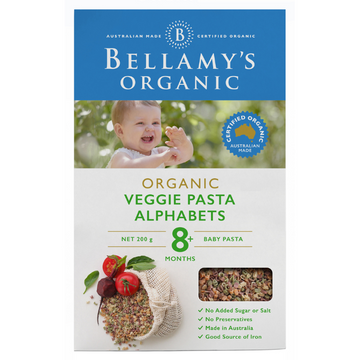 BELLAMYS Organic Veggie Alphabet Pasta 8+ Months 200g