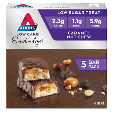 Atkins Endulge Low Sugar Caramel Nut Chew Bar 5 Pack