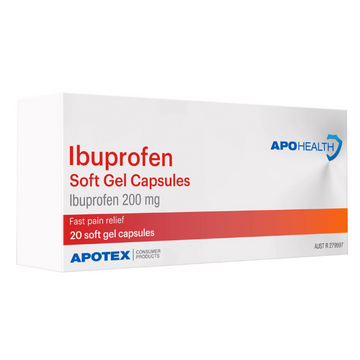 APO HEALTH Ibuprofen 200mg Blister Pack Soft Gel 20 Capsules