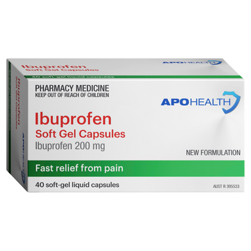APO HEALTH Ibuprofen 200mg Blister Pack Soft Gel 40 Capsules