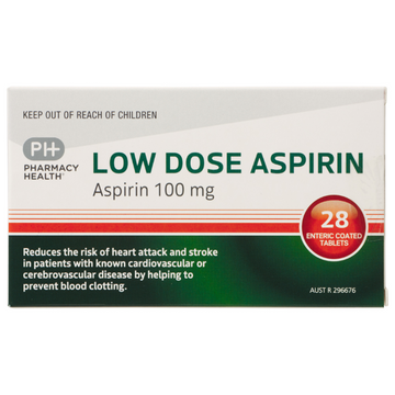 PHARMACY HEALTH Low Dose Aspirin 100mg 28 Tablets