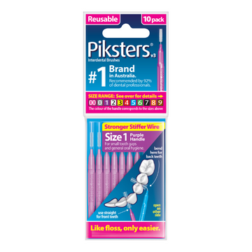 Piksters Interdental Brushes Size 1 Purple 10 Pack
