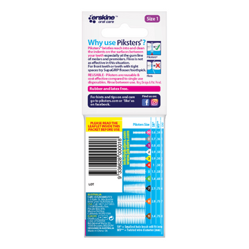 Piksters Interdental Brushes Size 1 Purple 10 Pack