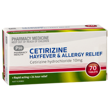 PHARMACY HEALTH Cetirizine 10mg 70 Tablets