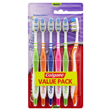Colgate ZigZag Toothbrush Value Pack Medium 6 Pack