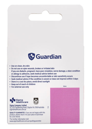 Guardian Kinesiology Tape 5m x 50mm Roll (Pink)