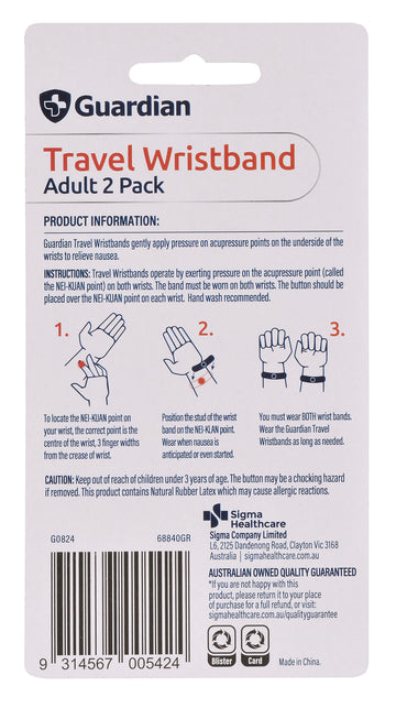 Guardian Acupressure Nausea Wristband Adult 2 Pack