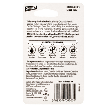 Carmex Classic Lip Balm Original Click Stick SPF 15 4.25g