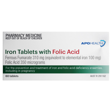 APO HEALTH Iron Ferrous Fumarate 310mg with Folic Acid 350mcg Blister Pack 60 Tablets