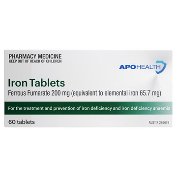 APO HEALTH Iron Ferrous Fumarate 200mg Blister Pack 60 Tablets