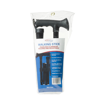 SurgiPack Folding and Adjustable Walking Stick Aluminium Black 1 Each