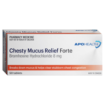 APO HEALTH Chesty Mucus Relief Forte 8mg Blister Pack 50 Tablets