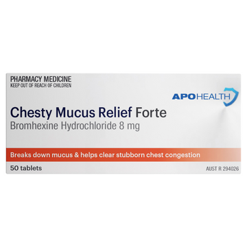 APO HEALTH Chesty Mucus Relief Forte 8mg Blister Pack 50 Tablets