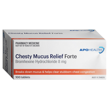 APO HEALTH Chesty Mucus Relief Forte 8mg Blister Pack 100 Tablets