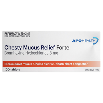 APO HEALTH Chesty Mucus Relief Forte 8mg Blister Pack 100 Tablets