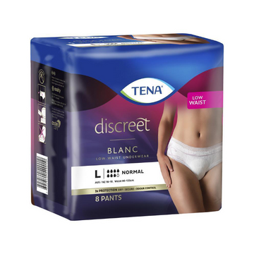 Tena Discreet Low Waist Underwear Large White 8 Pack