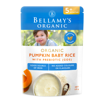 BELLAMYS Organic Pumpkin Baby Rice with Prebiotic (GOS) 5+ Months 125g