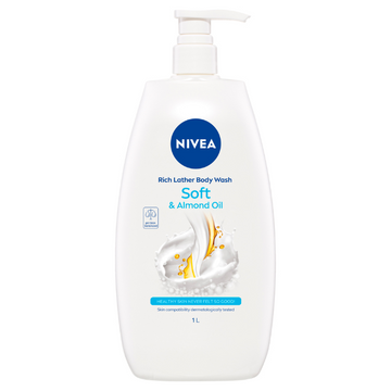 NIVEA Rich Lather Body Wash Soft & Almond Oil 1 L
