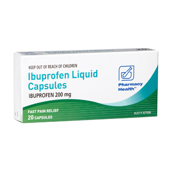 PHARMACY HEALTH Ibuprofen 200mg Liquid Soft Gel 20 Capsules