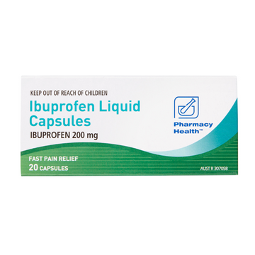 PHARMACY HEALTH Ibuprofen 200mg Liquid Soft Gel 20 Capsules