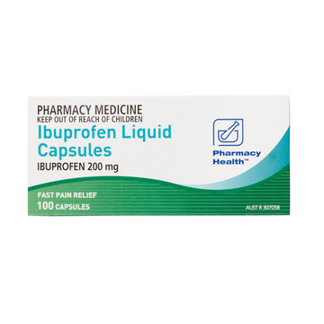 PHARMACY HEALTH Ibuprofen 200mg Liquid Soft Gel 100 Capsules