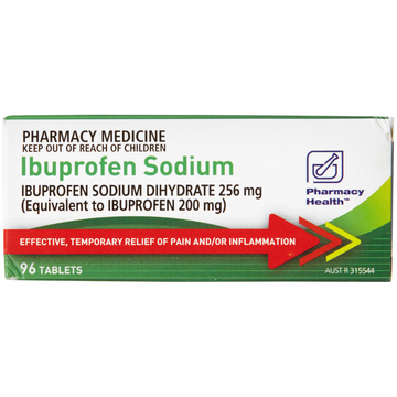 PHARMACY HEALTH Ibuprofen Sodium 256mg 96 tablets
