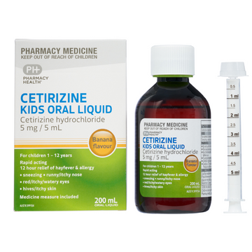 PHARMACY HEALTH Cetirizine Oral Liquid Cetirizine Hydrochloride Syrup Banana Flavour 200mL
