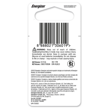 ENERGIZER 364 Silver Oxide Watch Battery 1 Each