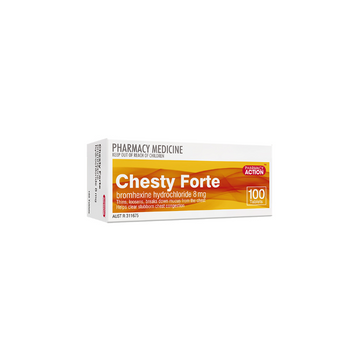PHARMACY ACTION Chesty Forte 100 Tablets