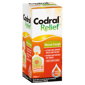CODRAL® Relief Mucus Cough Liquid Honey Lemon Flavour 150mL
