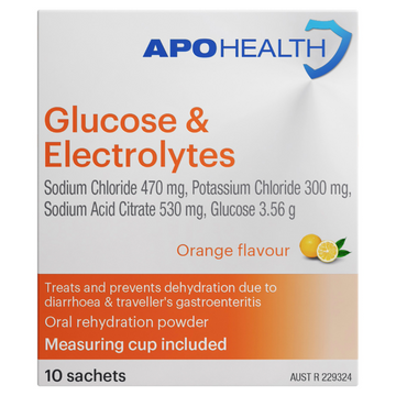 APO HEALTH Glucose & Electrolytes Orange Flavour 10 Sachets