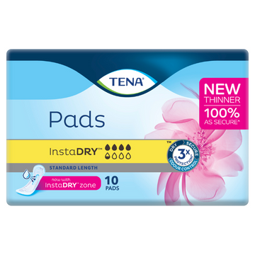 Tena InstaDry Standard Length Pads 10 Pack