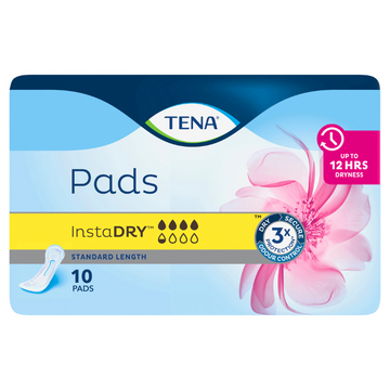 Tena InstaDry Standard Length Pads 10 Pack