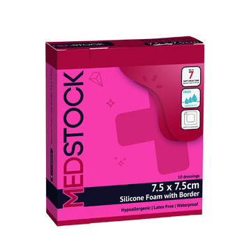 Medstock Silicone Foam With Border 7.5cm x 7.5cm 10 Pack