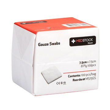 Medstock Gauze Swab 7.5cm x 7.5cm 8 Ply 100 Pack